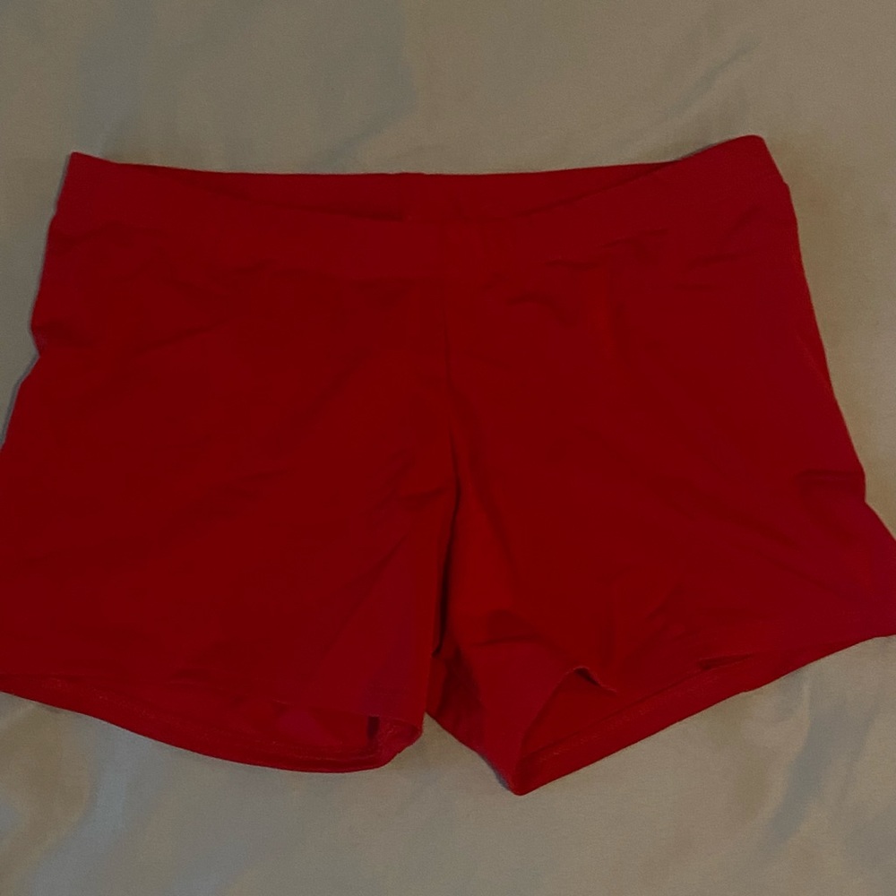 Red athletic, stretch is comfort shorts, size small, good condition